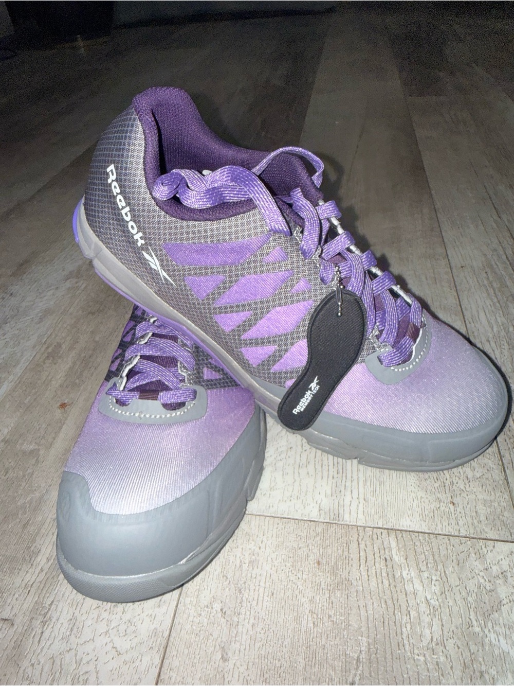 Reebok Speed TR Work Women’s 10.5 Wide Composite Toe Shoes Purple Gray RB451 New